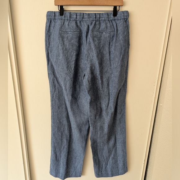 Charter Club Luxury Womens Medium 100% Linen Pants Blue Vacation Resortwear - Picture 5 of 8